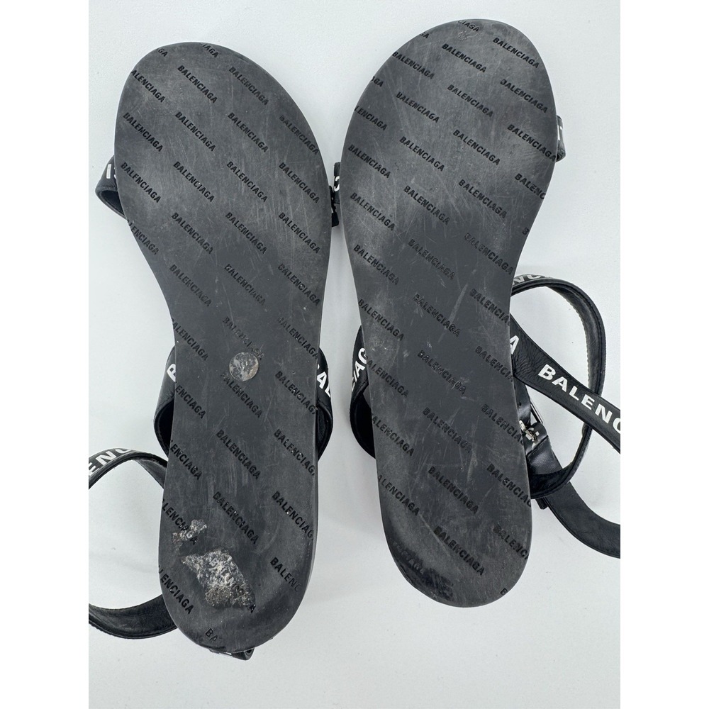 Authentic Balenciaga Logo Print Ankle Strap Sandal Black White Size 38.5 - Picture 5 of 10